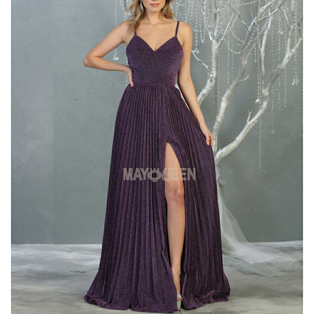 PURPLE OR BLUE SWEETHEART NECKLINE PLEATED SKIRT EVENING DRESS